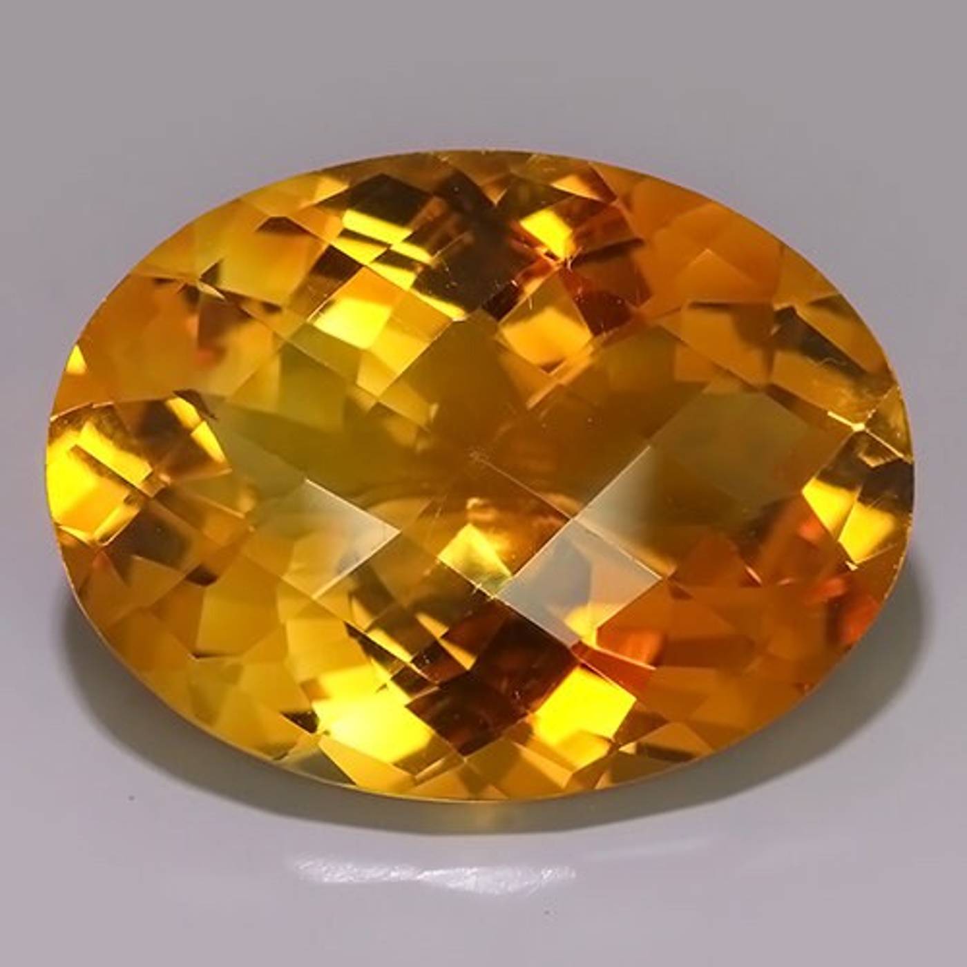 14.06 Cts Natural Citrine Loose Gemstone Checker Board Oval Cut