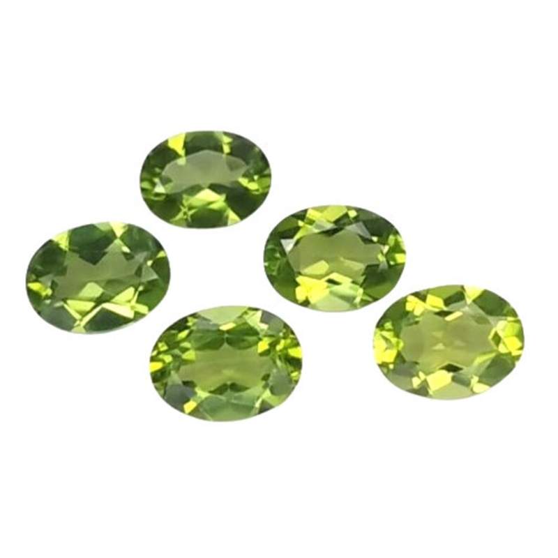 6.65ct Green natural Peridot oval shape 5pcs  loose gemstones "see video"