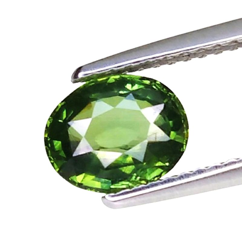 1.54cts Green natural sapphire oval cut loose gemstones "see video"