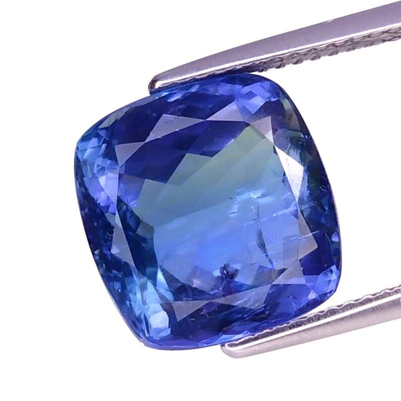 8.420 CTS  blue green natural inclusion tanzanite cushion cut loose gemstones "see video "