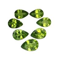 9.77ct Green natural Peridot pear shape 7pcs  loose gemstones "see video"