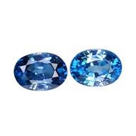2.16cts Blue natural zircon oval cut 2pcs loose gemstones "see video"