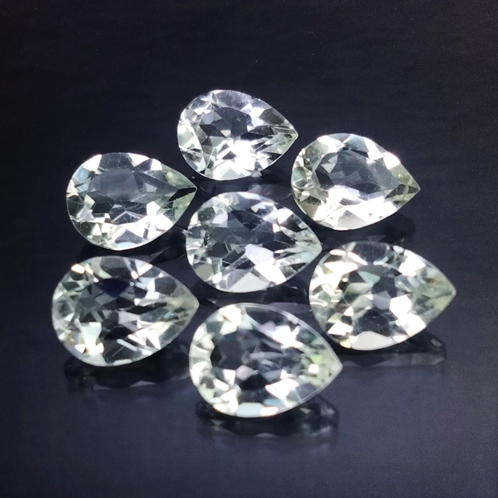 7.03cts Green natural Amethyst (Prasiolite) pear cut 7pcs loose gemstones "see video"