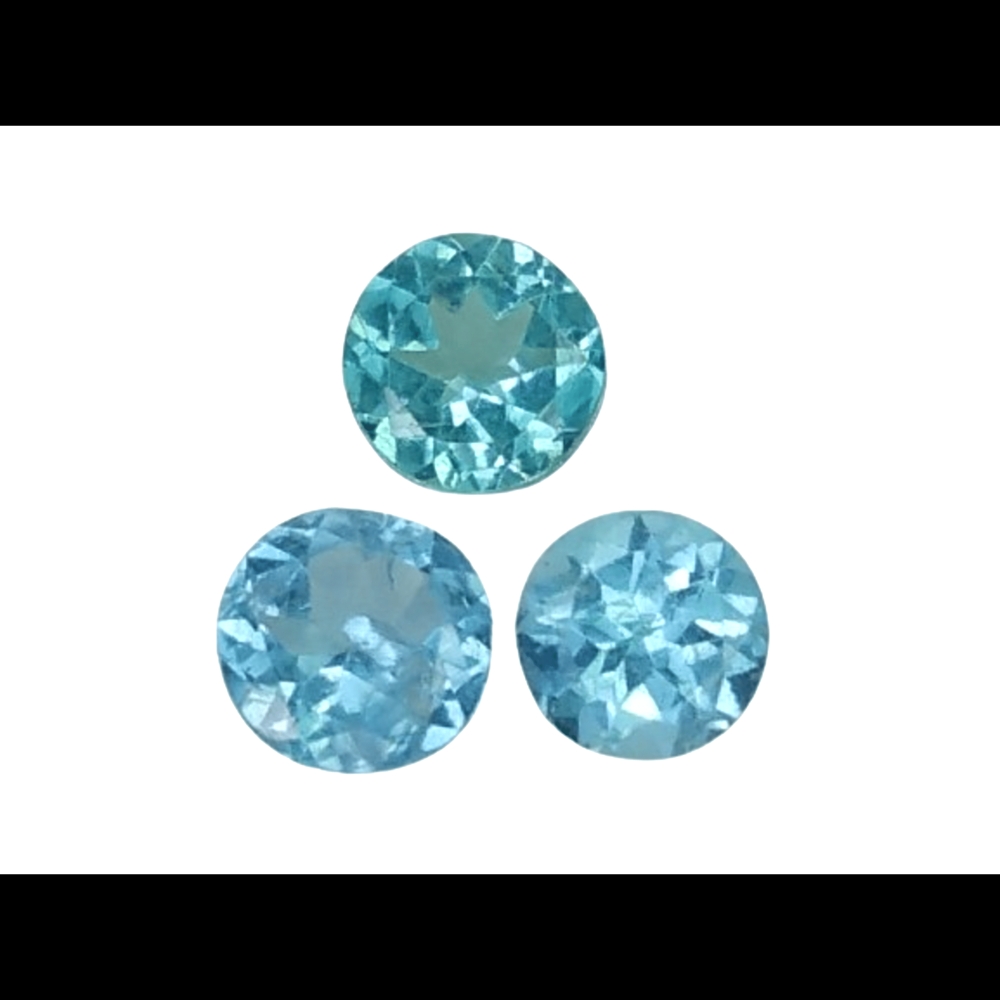 1.44cts Blue green natural apatite round cut 3pcs loose gemstones "see video"