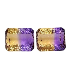 14.80cts Purple & yellow natural ametrine concave cut 2pcs pair loose gemstones , "see video"