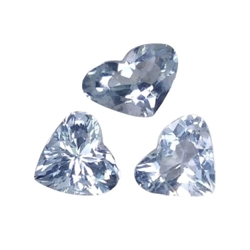 4.49cts  Blue natural aquamarine Heart shape 3pcs loose gemstones ,"see video "