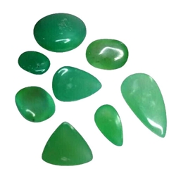 35.48cts green natural chrysoprase oval & pear cabochon 8pcs loose gemstones "see video"