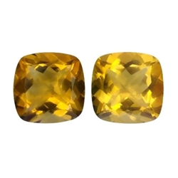 18.88 CTS Yellow natural citrine cushion 2pcs loose gemstones