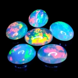 4.28 CTS  Multi Colour Play Natural Ethiopian Opal Oval 6pcs Loose Gemstones " see video "