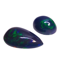 11.81cts Black natural opal oval & pear cabochon 2pcs loose gemstones "see video"