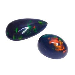 11.81cts Black natural opal oval & pear cabochon 2pcs loose gemstones "see video"