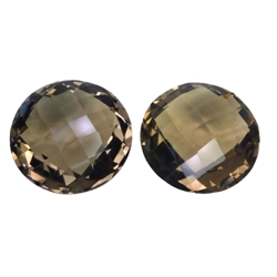 48.850CTS lovely round cut natural smoky quartz 2pcs loose gemstones" see video"