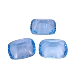 17.66cts Blue natural Topaz cushion concave cut 3pcs loose gemstones "see video"