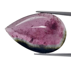 22.92 CTS  pink green natural bi color tourmaline pear cabochon cut loose gemstones "see video "