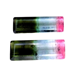 11.71CTS  Pink green natural watermelon color tourmaline octagon cut 2pcs loose gemstones "see video "