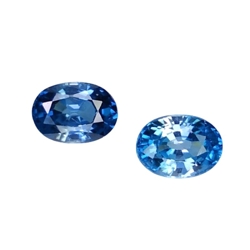 2.16cts Blue natural zircon oval cut 2pcs loose gemstones "see video"