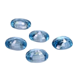 6.65 CTS  blue natural zircon oval cushion 5 pcs loose gemstones "see video "