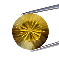 14.30 CTS Yellow natural citrine round concave cut loose gemstones "see video "