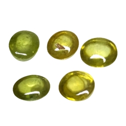 5.85cts Green yellow natural sphene oval cabochon 5pcs loose gemstones "see video"