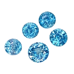 4.41cts Blue natural zircon round cut 5pcs loose gemstones "see video"