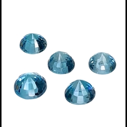 4.41cts Blue natural zircon round cut 5pcs loose gemstones "see video"